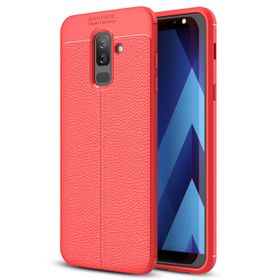 Microsonic Samsung Galaxy A6 Plus 2018 Deri Dokulu Silikon Kırmızı Kılıf