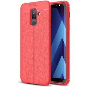Microsonic Samsung Galaxy A6 Plus 2018 Deri Dokulu Silikon Kırmızı Kılıf