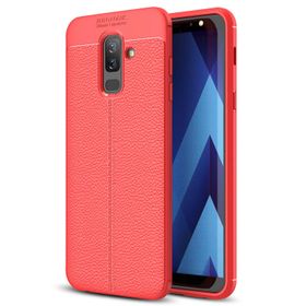 Microsonic Samsung Galaxy A6 Plus 2018 Deri Dokulu Silikon Kırmızı Kılıf