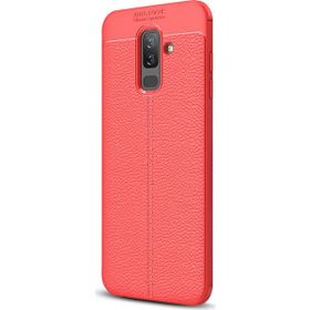 Microsonic Samsung Galaxy A6 Plus 2018 Deri Dokulu Silikon Kırmızı Kılıf