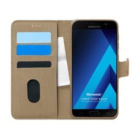 Microsonic Samsung Galaxy A7 2017 Fabric Book Wallet Gold Kılıf