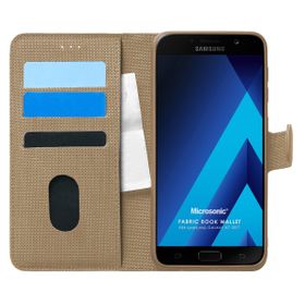 Microsonic Samsung Galaxy A7 2017 Fabric Book Wallet Gold Kılıf