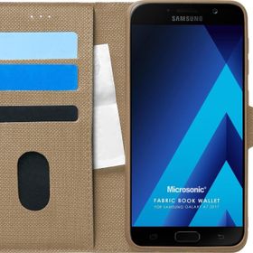 Microsonic Samsung Galaxy A7 2017 Fabric Book Wallet Gold Kılıf