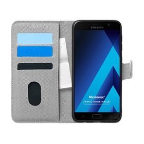 Microsonic Samsung Galaxy A7 2017 Fabric Book Wallet Gri Kılıf