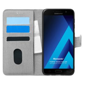 Microsonic Samsung Galaxy A7 2017 Fabric Book Wallet Gri Kılıf