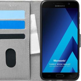 Microsonic Samsung Galaxy A7 2017 Fabric Book Wallet Gri Kılıf