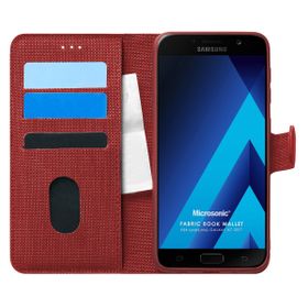 Microsonic Samsung Galaxy A7 2017 Fabric Book Wallet Kırmızı Kılıf