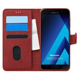 Microsonic Samsung Galaxy A7 2017 Fabric Book Wallet Kırmızı Kılıf