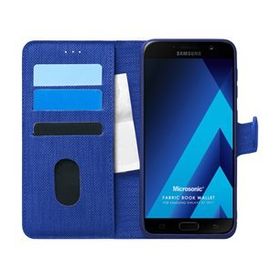 Microsonic Samsung Galaxy A7 2017 Fabric Book Wallet Lacivert Kılıf