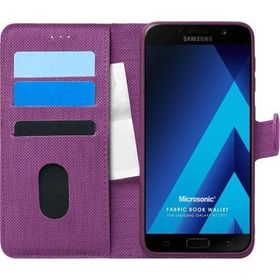 Microsonic Samsung Galaxy A7 2017 Fabric Book Wallet Mor Kılıf