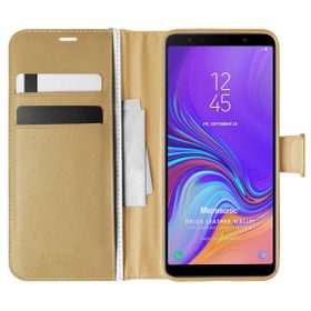 Microsonic Samsung Galaxy A7 2018 Delux Leather Wallet Gold Kılıf