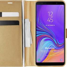 Microsonic Samsung Galaxy A7 2018 Delux Leather Wallet Gold Kılıf