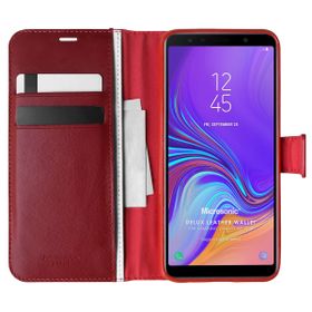 Microsonic Samsung Galaxy A7 2018 Delux Leather Wallet Kırmızı Kılıf