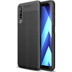Microsonic Samsung Galaxy A7 2018 Deri Dokulu Silikon Siyah Kılıf