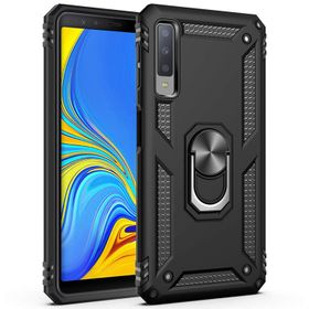 Microsonic Samsung Galaxy A7 2018 Military Ring Holder Siyah Kılıf