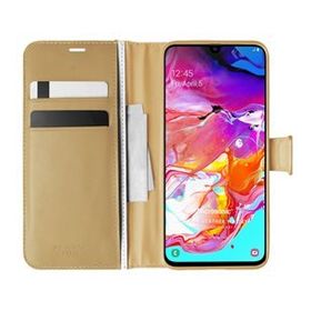 Microsonic Samsung Galaxy A70 Delux Leather Wallet Gold Kılıf