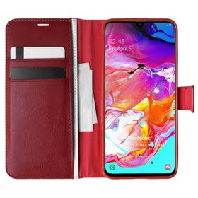 Microsonic Samsung Galaxy A70 Delux Leather Wallet Kırmızı Kılıf