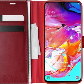 Microsonic Samsung Galaxy A70 Delux Leather Wallet Kırmızı Kılıf