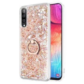 Microsonic Samsung Galaxy A70 Glitter Liquid Holder Gold Kılıf