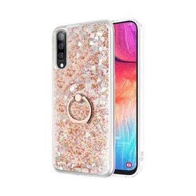 Microsonic Samsung Galaxy A70 Glitter Liquid Holder Gold Kılıf