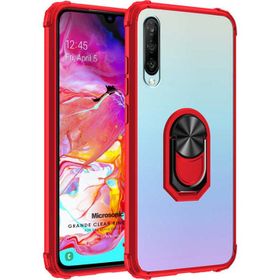 Microsonic Samsung Galaxy A70 Grande Clear Ring Holder Kırmızı Kılıf