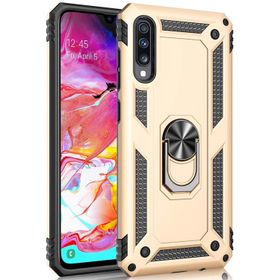 Microsonic Samsung Galaxy A70 Military Ring Holder Gold Kılıf