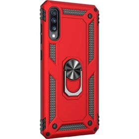 Microsonic Samsung Galaxy A70 Military Ring Holder Kırmızı Kılıf