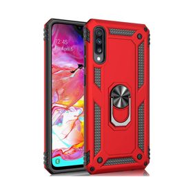 Microsonic Samsung Galaxy A70 Military Ring Holder Kırmızı Kılıf