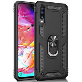Microsonic Samsung Galaxy A70 Military Ring Holder Siyah Kılıf