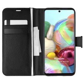 Microsonic Samsung Galaxy A71 Delux Leather Wallet Siyah Kılıf