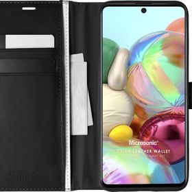 Microsonic Samsung Galaxy A71 Delux Leather Wallet Siyah Kılıf