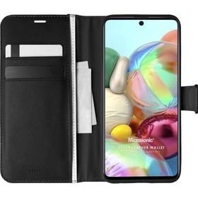 Microsonic Samsung Galaxy A71 Delux Leather Wallet Siyah Kılıf