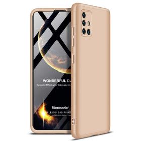 Microsonic Samsung Galaxy A71 Double Dip 360 Protective Gold Kılıf