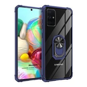 Microsonic Samsung Galaxy A71 Grande Clear Ring Holder Lacivert Kılıf