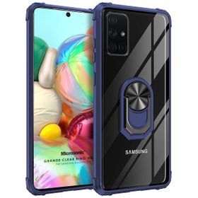 Microsonic Samsung Galaxy A71 Grande Clear Ring Holder Lacivert Kılıf