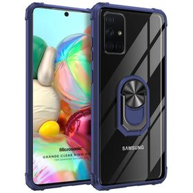 Microsonic Samsung Galaxy A71 Grande Clear Ring Holder Lacivert Kılıf