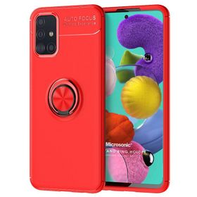 Microsonic Samsung Galaxy A71 Kickstand Ring Holder Kırmızı Kılıf
