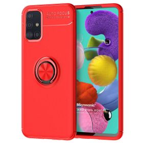 Microsonic Samsung Galaxy A71 Kickstand Ring Holder Kırmızı Kılıf