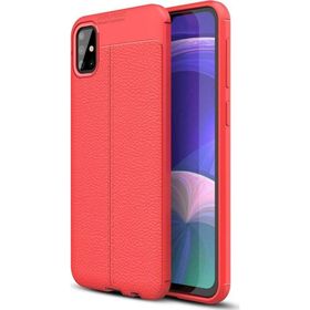 Microsonic Samsung Galaxy A71 Kırmızı Deri Dokulu Silikon Kılıf