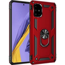 Microsonic Samsung Galaxy A71 Military Ring Holder Kırmızı Kılıf