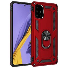 Microsonic Samsung Galaxy A71 Military Ring Holder Kırmızı Kılıf
