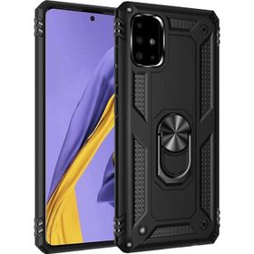 Microsonic Samsung Galaxy A71 Military Ring Holder Siyah Kılıf