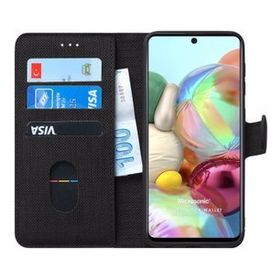 Microsonic Samsung Galaxy A71 Siyah Fabric Book Wallet Kılıf