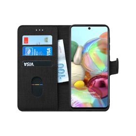 Microsonic Samsung Galaxy A71 Siyah Fabric Book Wallet Kılıf