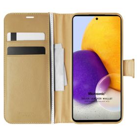 Microsonic Samsung Galaxy A72 Delux Leather Wallet Siyah Kılıf