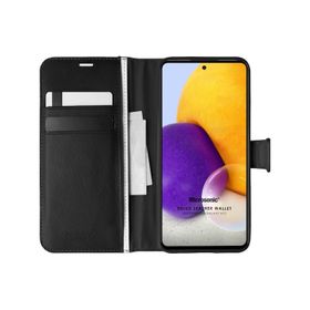 Microsonic Samsung Galaxy A72 Delux Leather Wallet Siyah Kılıf