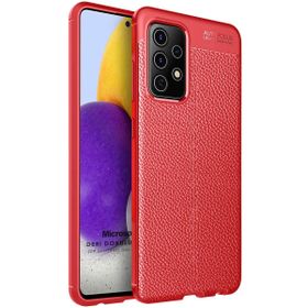 Microsonic Samsung Galaxy A72 Deri Dokulu Silikon Kırmızı Kılıf