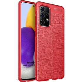 Microsonic Samsung Galaxy A72 Deri Dokulu Silikon Kırmızı Kılıf