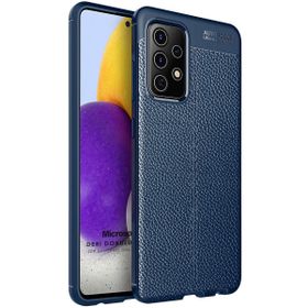 Microsonic Samsung Galaxy A72 Deri Dokulu Silikon Lacivert Kılıf