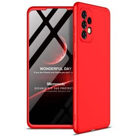 Microsonic Samsung Galaxy A72 Double Dip 360 Protective Siyah Kırmızı Kılıf